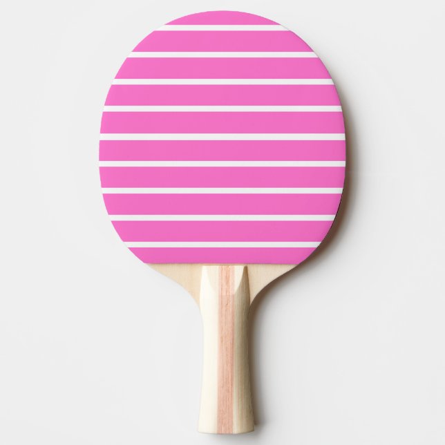 Raquete De Ping Pong Design de Listras Rosa  (Frente)
