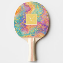 Raquete De Ping Pong Design de Monograma Floral Abstrato Moderno com Br