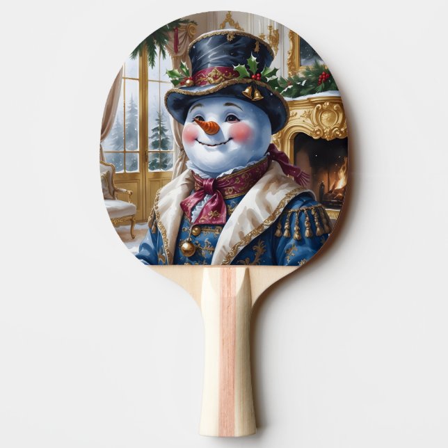 Raquete De Ping Pong Design de Natal Vitoriano Snowman (Verso)