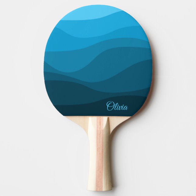 Raquete De Ping Pong Design de ondas retrógradas de mar azul (Frente)