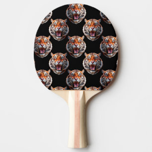 Raquete De Ping Pong Design de Padrão de Cabeça Tiger - Preto