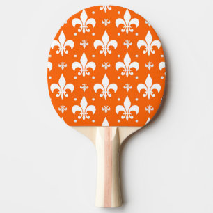 Raquete De Ping Pong Design de Padrão de Fleur-de-lis de Fundo Laranja