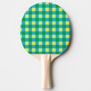 Raquete De Ping Pong Design de Padrão de Xadrez de Verificação Amarelo