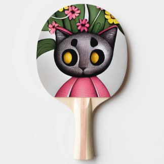 Raquete De Ping Pong design de tênis/morcego, gato e flor