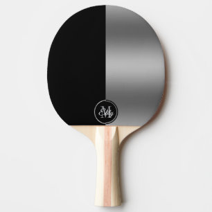 Raquete De Ping Pong Design geométrica de ecrã dividido em preto e prat