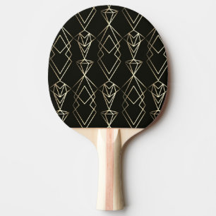 Raquete De Ping Pong Design retrô clássico em preto e Dourado