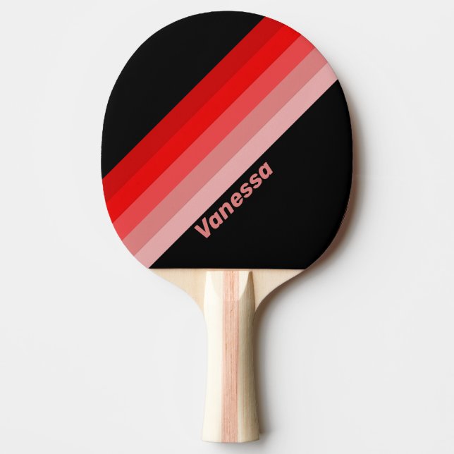 Raquete De Ping Pong Desvanecimento Carmesim Estriado com Nome (Frente)