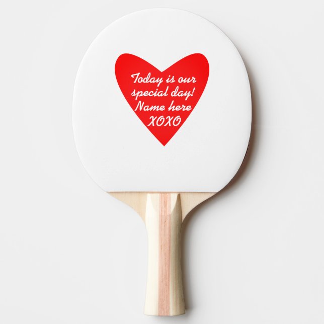 Raquete De Ping Pong Dia de os namorados de Nome Personalizado XO (Frente)