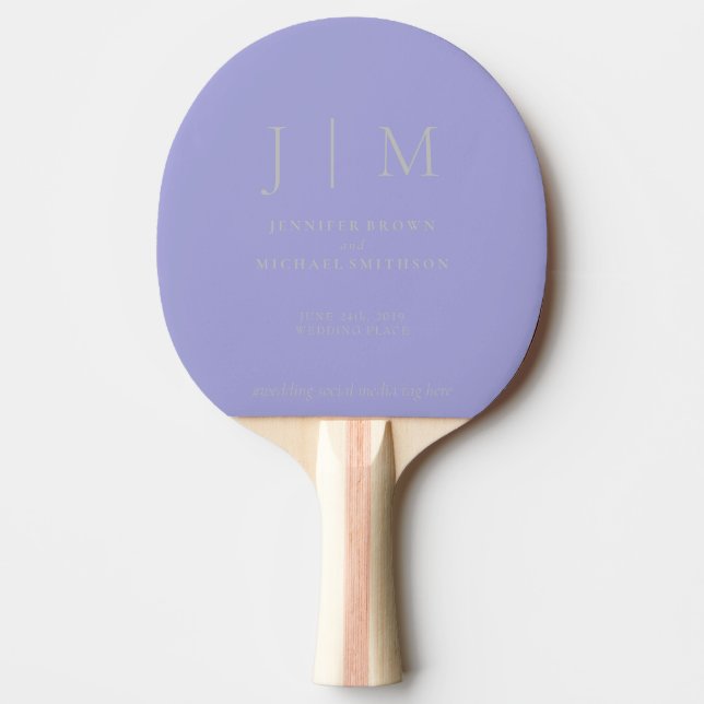 Raquete De Ping Pong Digital Lavender Silver Formal Simple Fun Wedding (Frente)