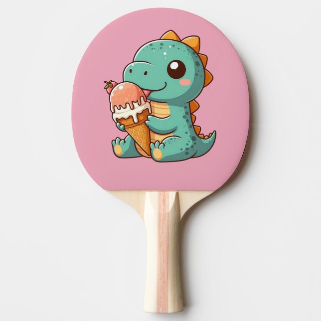 Raquete De Ping Pong Dinheiro comendo sorvete bonito (Frente)