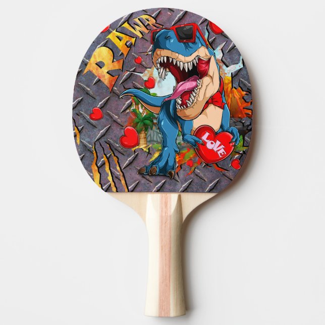 Raquete De Ping Pong Dinossaur T Rex Love (Frente)