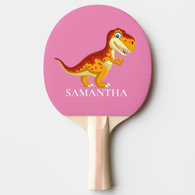 Raquete De Ping Pong Dinossaur T Rex Pink Girl (Frente)