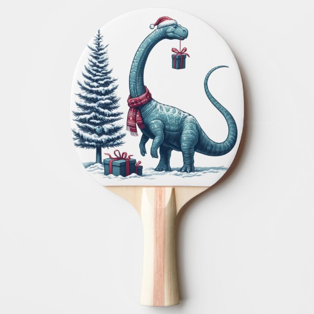 Raquete De Ping Pong dinossauro Brontosauro de Natal (Frente)