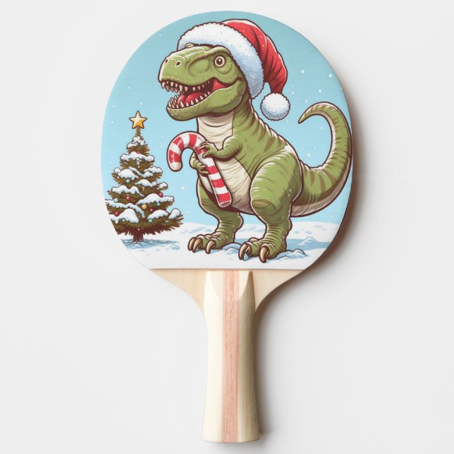 Raquete De Ping Pong Dinossauro candi doce de Natal (Frente)