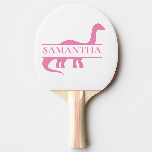 Raquete De Ping Pong Dinossauro Rosa (Frente)