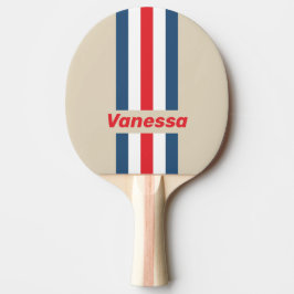 Raquete De Ping Pong Distintivo Vintage Squadron Listrado com Nome