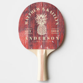 Raquete De Ping Pong Distressed Barn Boards Tropical Pineapple Wedding
