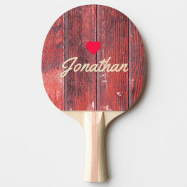 Raquete De Ping Pong Distressed Barn Boards Vintage Heart Signature