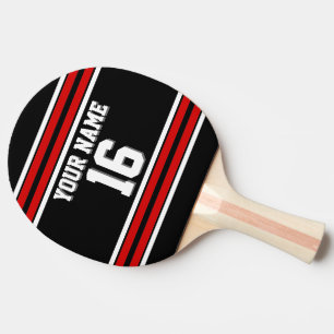 Raquete De Ping Pong DIY BG Black Red Team Jersey Nome do Número Person