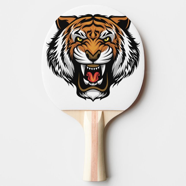 Raquete de Ping Pong do Tigre Irritado (A tiger head design on the paddle!)