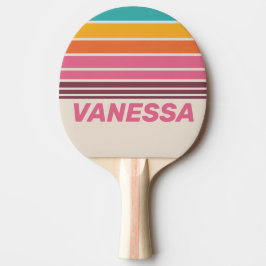 Raquete De Ping Pong Doces Antigos Arco-íris Horizontais Listrados com