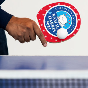Raquete De Ping Pong Dona de Gato sem Filhos para Kamala Harris