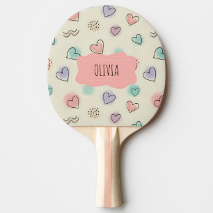 Raquete De Ping Pong Doodle Divertido de Corações, Pontos e Linhas Ondu