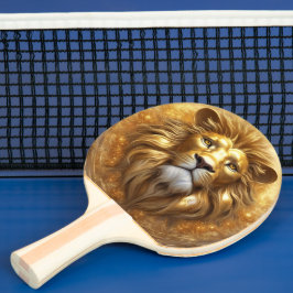 Raquete De Ping Pong Dourada cabeça de leão impressionante