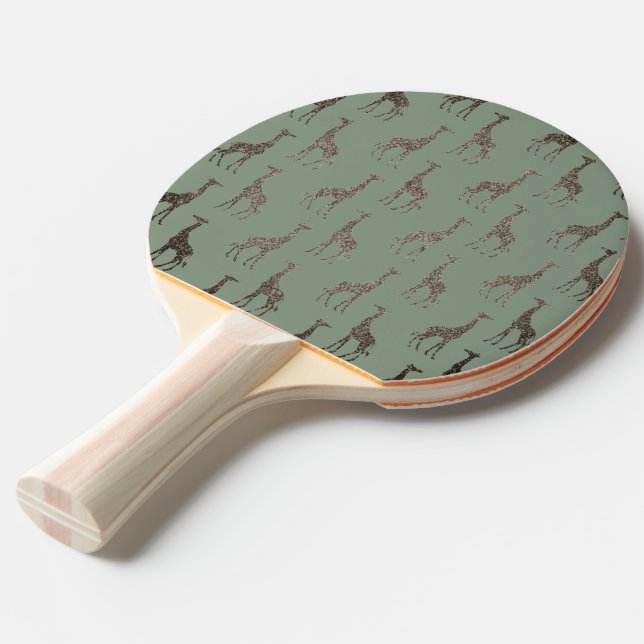 Raquete De Ping Pong Dourada Girafa Dourada em Sage Green (Verso inclinado)