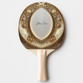 Raquete de Ping Pong Dourada Ornamentada