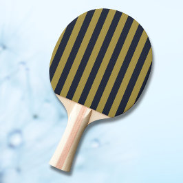 Raquete De Ping Pong Dourado Elegante e Marinho - faixas verticais azui