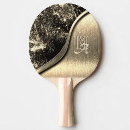 Raquete De Ping Pong Dourado metal escovado e pedra metálica monograma