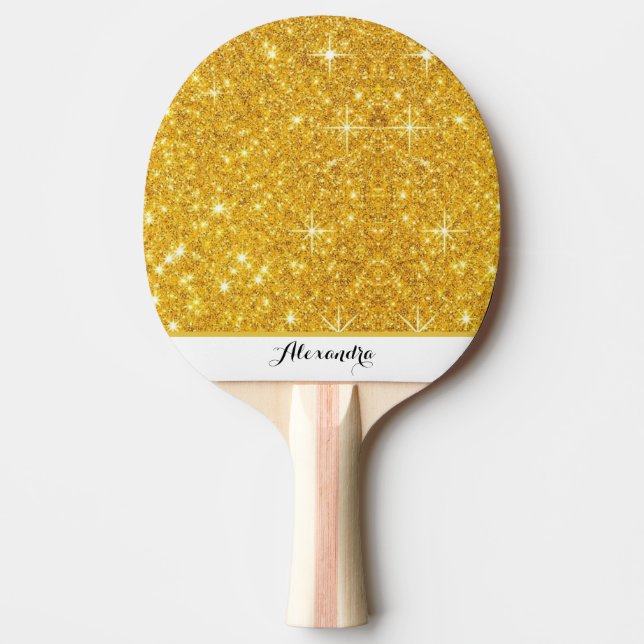 Raquete De Ping Pong Dourado Sparkle Personalizado (Frente)