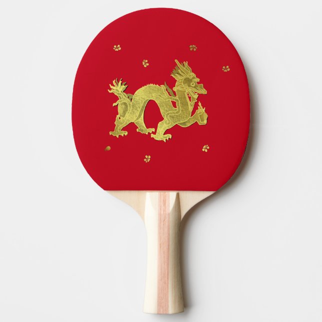 Raquete De Ping Pong Dragão chinês dourado (Frente)