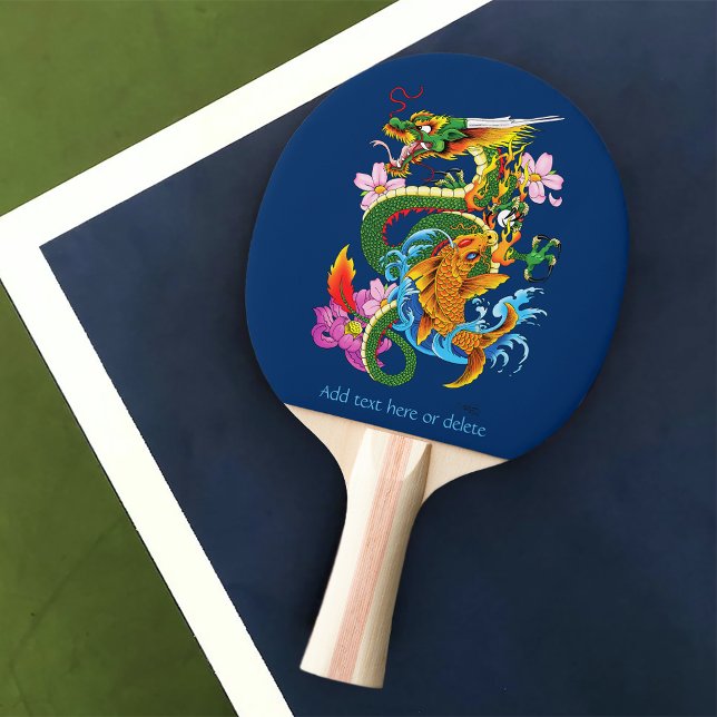 Raquete De Ping Pong Dragão Chinês Verde Koi (Criador carregado)