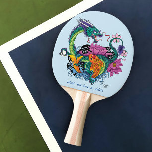 Raquete De Ping Pong Dragão de Água Chinês Peixe Koi