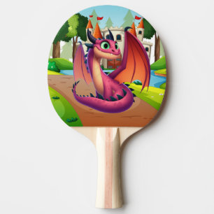 Raquete De Ping Pong Dragão de desenho animado roxo/vermelho