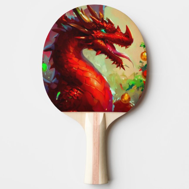 Raquete De Ping Pong Dragão de Natal (1) (Frente)