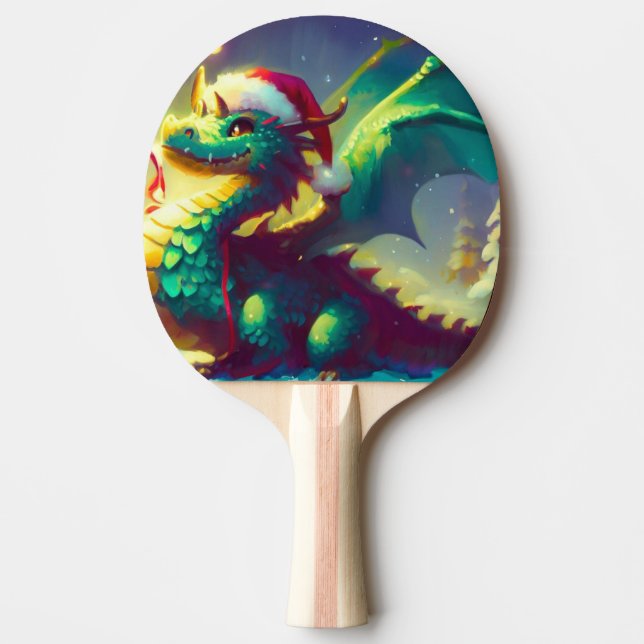 Raquete De Ping Pong Dragão de Natal (3) (Frente)