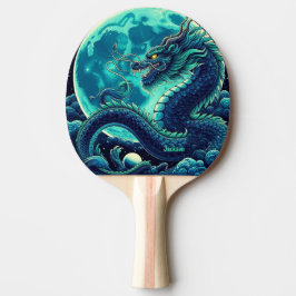 Raquete De Ping Pong Dragão Feroz sob Luz da Lua Personalizado