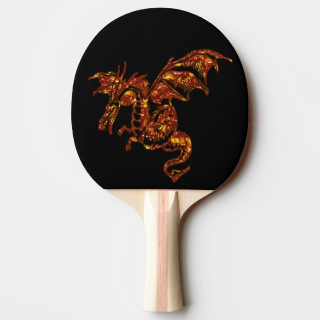 Raquete De Ping Pong Dragão Flaming em Preto (Verso)
