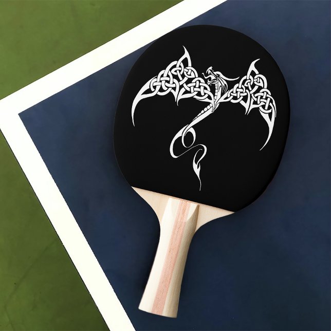 Raquete De Ping Pong Dragão Preto Tribal Celular Branco (Criador carregado)