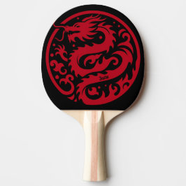 Raquete De Ping Pong Dragão Vermelho e Preto Personalizado
