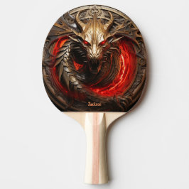 Raquete De Ping Pong Dragão Vermelho Respirando Fogo Personalizado