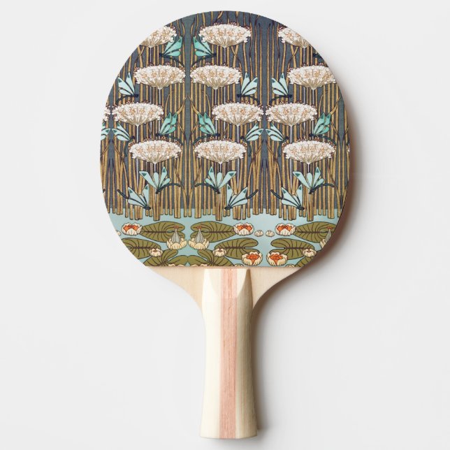 Raquete De Ping Pong Dragões Água Lírios Marsh Art Nouveau (Frente)