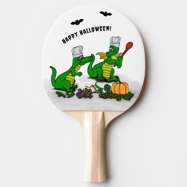 Raquete De Ping Pong Dragões - Feliz Halloween! Hoje eu cozinho (Frente)
