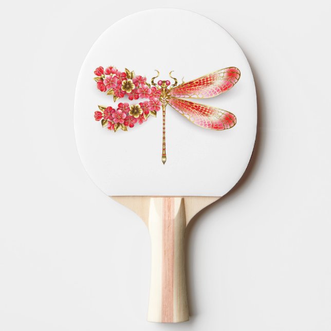 Raquete De Ping Pong Dragonfly com joalheria sakura (Frente)