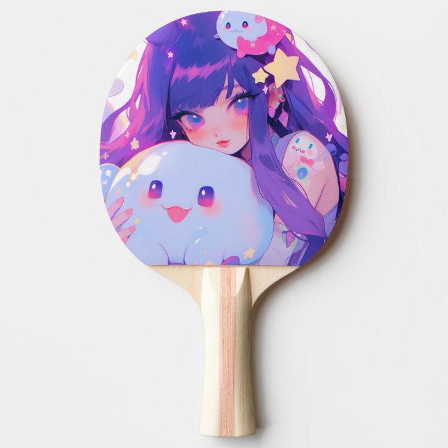 Raquete De Ping Pong Dreamy Pastel Kawaii Magical Anime Girl Aestética (Frente)