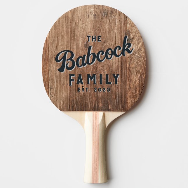 Raquete De Ping Pong Driftwood Boards Retro Family Name & Year (Frente)