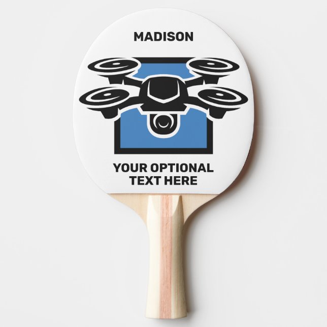 Raquete De Ping Pong Drone de Texto Personalizado (Frente)